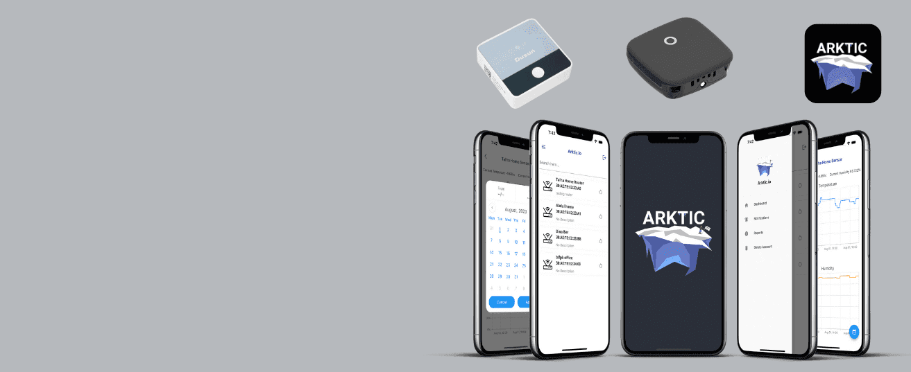 Arktic monitoring devices and mobile application screens